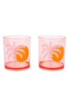 SUNNYLIFE POOLSIDE SET OF 2 PALM TREE TUMBLERS,S1UPTUDE