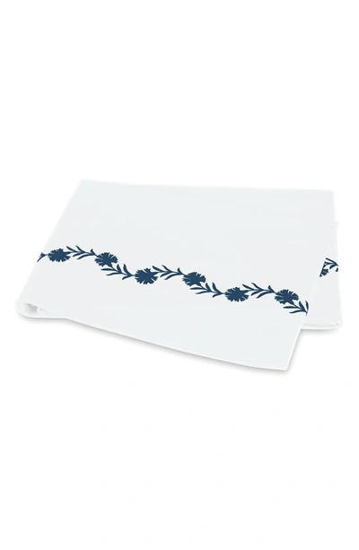 Matouk Daphne Floral Embroidered 520 Thread Count Flat Sheet In Sea