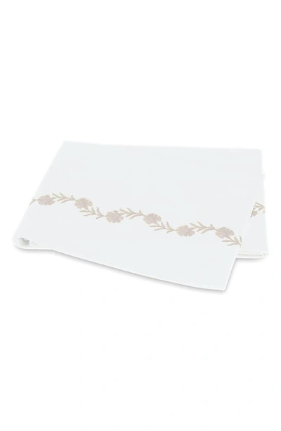 Matouk Daphne Floral Embroidered 520 Thread Count Flat Sheet In Dune