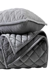 Vera Wang Diamond Velvet Quilt & Sham Set In Soft Charcoal