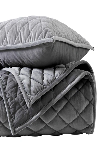 Vera Wang Diamond Velvet Quilt & Sham Set In Soft Charcoal