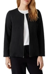 Eileen Fisher Zip Front Organic Cotton Blend Jacket In Black