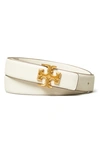 Tory Burch Kira Leather Belt In Ivory