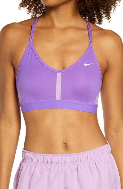 Nike Indy Mesh Inset Sports Bra In White