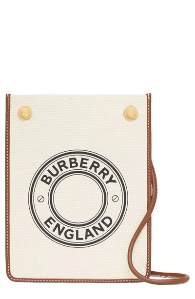 Burberry Small Logo Canvas & Leather Crossbody Pouch In Natural