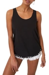 FRENCH CONNECTION POMPOM TRIM CREPE TANK,72QNV