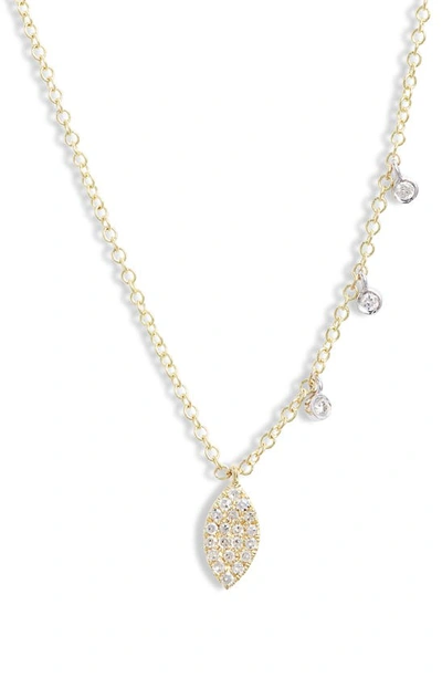 Meira T Pavé Diamond Marquise Necklace In Yellow Gold