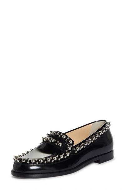Christian Louboutin Mattia Spikes Studded Patent-leather Loafers In Black