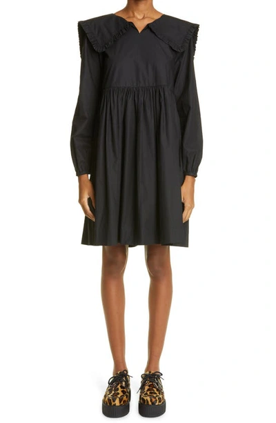 Molly Goddard Atlanta Frilled-collar Cotton-poplin Mini Dress In Black