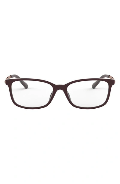 Michael Kors 54mm Rectangular Optical Glasses In Cordovan