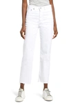 Ag Alexxis High Waist Raw Hem Ankle Straight Leg Jeans In White