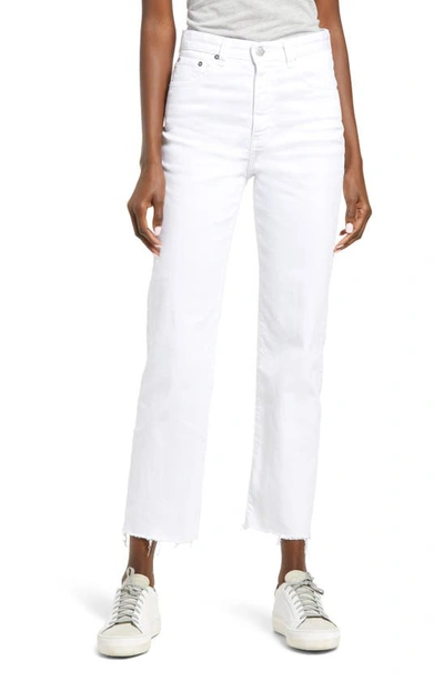 Ag Alexxis High Waist Raw Hem Ankle Straight Leg Jeans In White