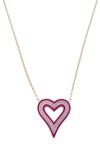 SHYMI SHYMI ENAMEL HEART PENDANT NECKLACE,N-023-G-PINK