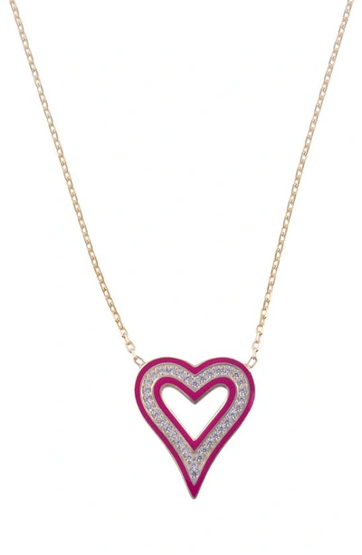 Shymi Enamel Heart Pendant Necklace In Gold / Pink