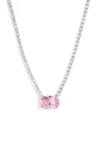 Shymi Oval Pendant Tennis Necklace In Pink