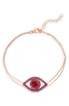 Shymi Eye Evil Pendant Bracelet In Gold / Pink