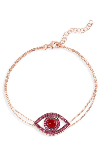 Shymi Eye Evil Pendant Bracelet In Gold / Pink
