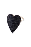 Shymi Mon Amor Heart Ring In Black