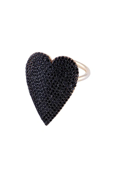 Shymi Mon Amor Heart Ring In Black