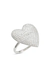 Shymi Mon Amor Heart Ring In Silver