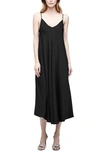 L Agence Lorraine Sleeveless Trapeze Midi Dress In Black