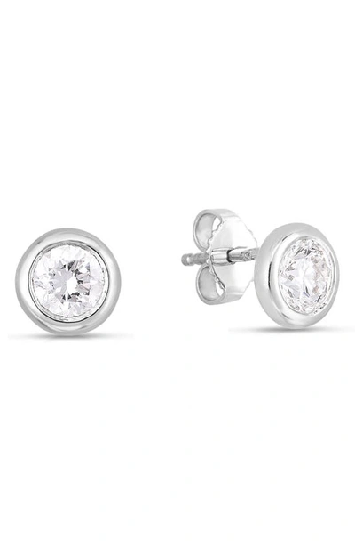 Roberto Coin Women's 18k White Gold & 1.00 Tcw Diamond Bezel Stud Earrings
