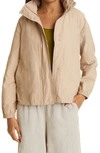 Eileen Fisher Stand Collar Organic Cotton Blend Jacket In Khaki