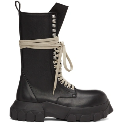 Rick Owens Bozo Tractor Lace-up Leather Boots In Black
