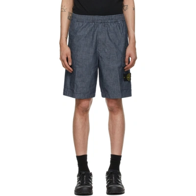 Stone Island Blue Chambray Cargo Shorts