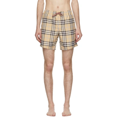 Burberry Beige Check Martin Swim Shorts In Light Almond Ip C