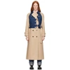 BURBERRY BEIGE GABARDINE PANELED TRENCH COAT