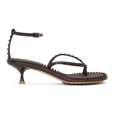 BOTTEGA VENETA BROWN LAGOON BUBBLE LOW SANDALS