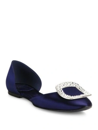 Roger Vivier Women's Ballerine Chips Patent Leather D'orsay Flats In Blue