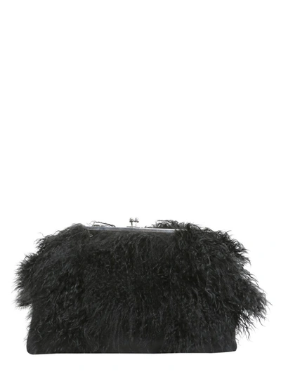 Dsquared2 Clutch With Mongolian Fur Inserts In Black