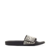 Jimmy Choo Fitz Embellished Canvas-leather Slides In V Black