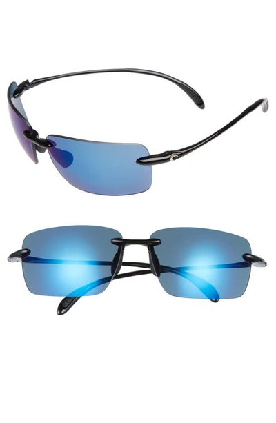 Costa Del Mar Gulfshore Xl 66mm Polarized Sunglasses In Black/ Blue Mirror
