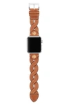 TORY BURCH BRAIDED LEATHER 20MM APPLE WATCH® WATCHBAND,TBS0046
