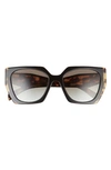 Prada 54mm Gradient Rectangle Sunglasses In Black/medium Tortoise/ Grey