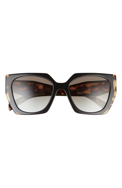 Prada 54mm Gradient Rectangle Sunglasses In Black/medium Tortoise/ Grey