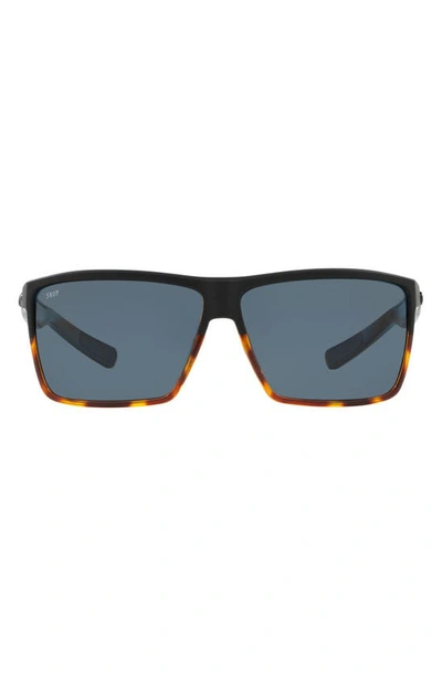 Costa Del Mar 63mm Polarized Oversize Rectangular Sunglasses In Black