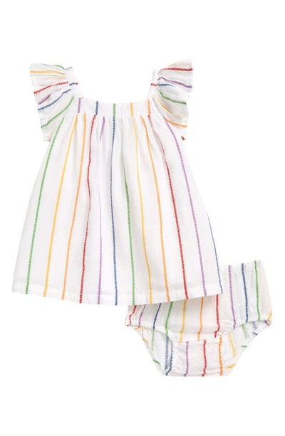 Tucker + Tate Babies' Stripe Skip Dress In White Tiny Multi Stripes