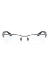 Ray Ban 54mm Rectangular Semirimless Optical Glasses In Gunmetal