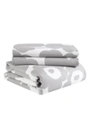 Marimekko Unikko Cotton 3-pc. King Duvet Cover Set Bedding In Grey
