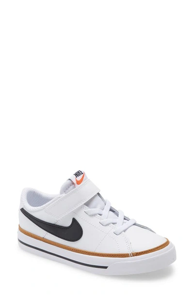 Nike Kids' Court Legacy Sneaker In White/ Black/ Ochre/ Brown