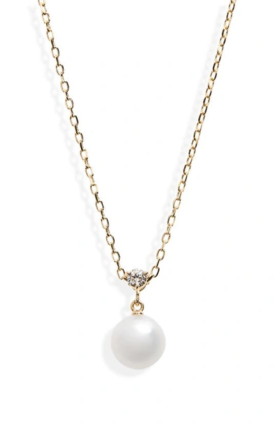 Mikimoto Women's Classic 18k Yellow Gold, 8.25mm Cultured Akoya Pearl & Diamond Pendant Necklace