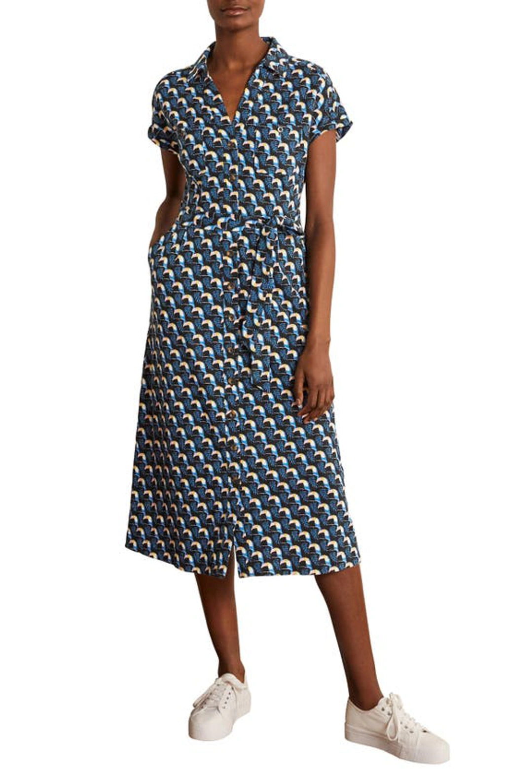 boden thomasina jersey shirt dress Shirtdress In Black, Toucan Tile Mavis midi