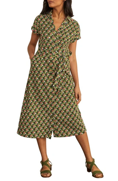 Boden Thomasina Jersey Shirtdress In Pea, Toucan Tile