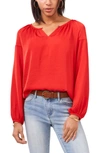 Vince Camuto Hammered Satin Blouse In Red Hot