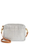 Clare V Midi Sac Woven Leather Crossbody Bag In Silver Woven