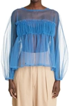 MOLLY GODDARD ALBY GATHERED TULLE BLOUSE,MGHS21-20 ALBY TOP